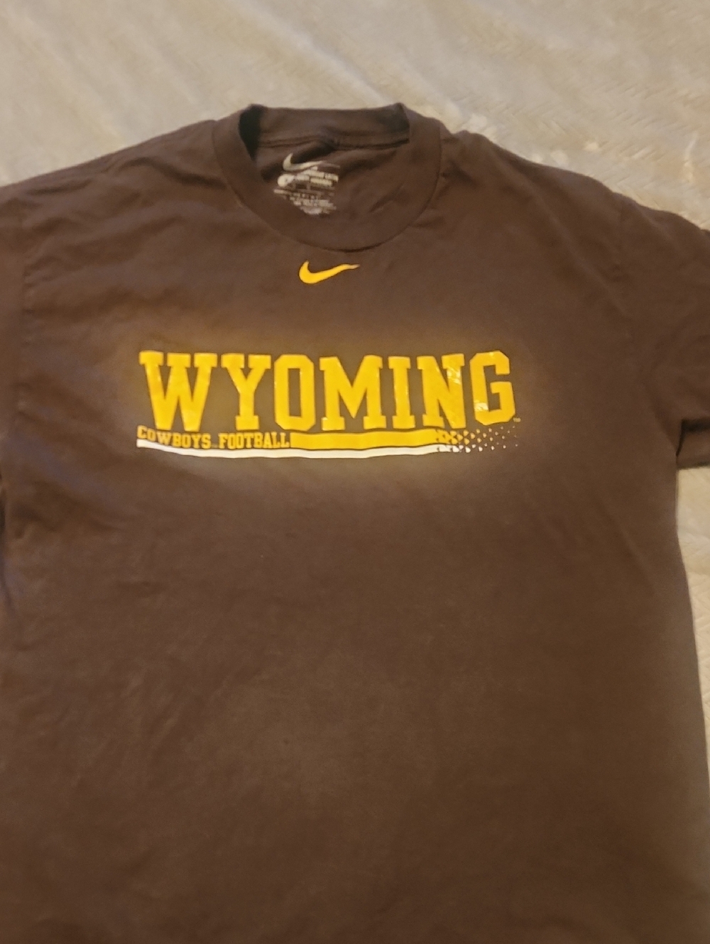 Nike Brown WYOMING Cowboys Football Tee with Yellow Logo